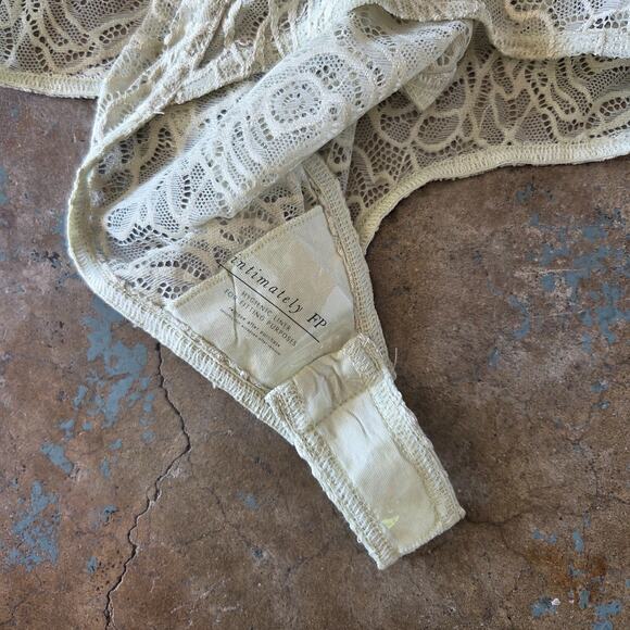 Free People Intimately In My Head Lace Bodysuit Size L Fern Moss Green Sheer - Picture 7 of 11